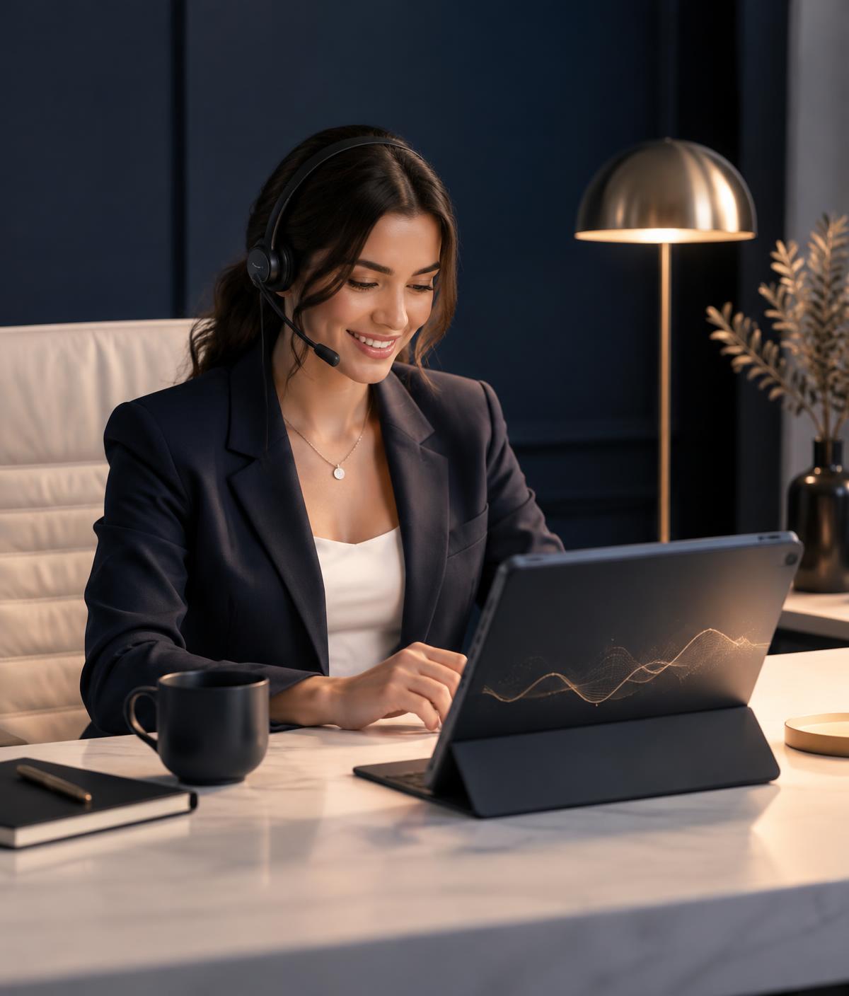 Support professional working with a tablet